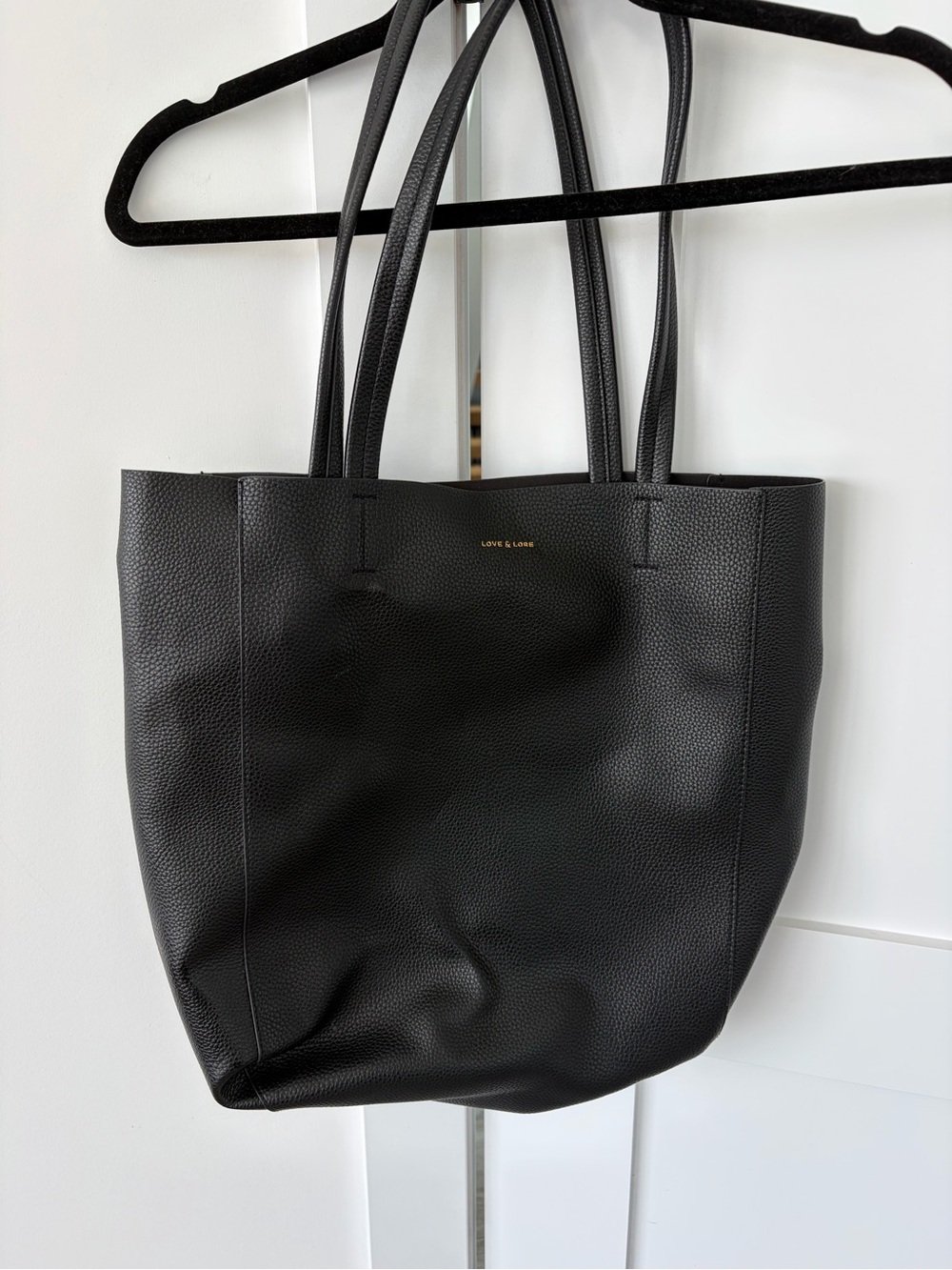 Love & Lore Black Pebbled Pleather Tote